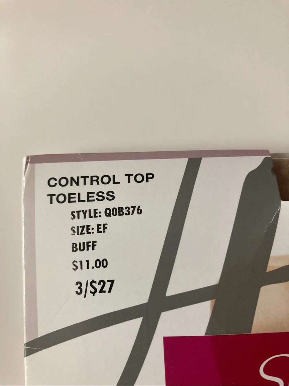 Hanes Silk Reflections Ultra Sheer Toeless Control Top Pantyhose. Buff Size EF.